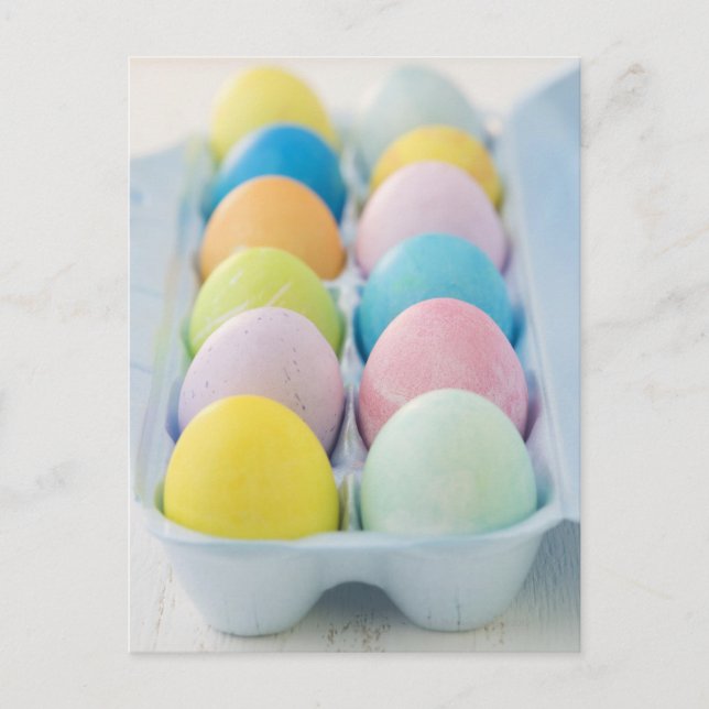 Closeup of colored Easter eggs Holiday Postcard (Front)