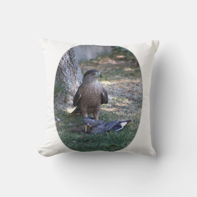Closeup of Falcon cropped Throw Pillow (Front)