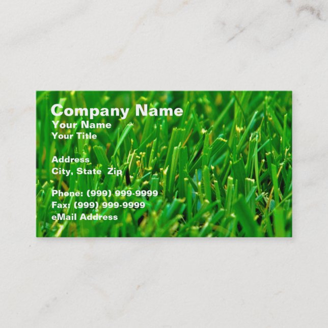 Closeup of Green Lawn Business Card (Front)