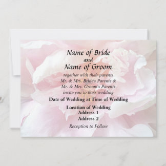 Closeup of Pale Pink Peonies Invitation