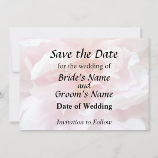 Closeup of Pale Pink Peonies Save The Date