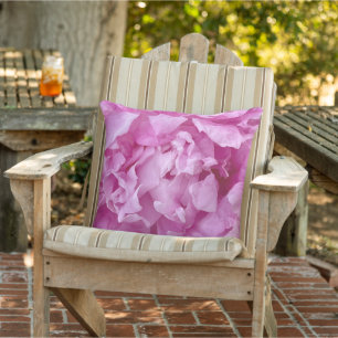 Closeup of pink peonies outdoor pillow