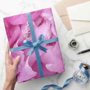 Closeup of pink peonies wrapping paper