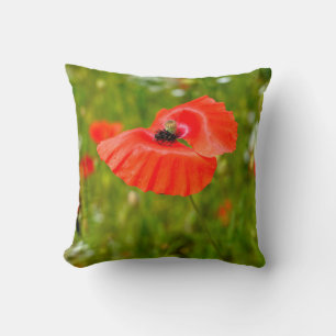 Closeup of poppies throw pillow