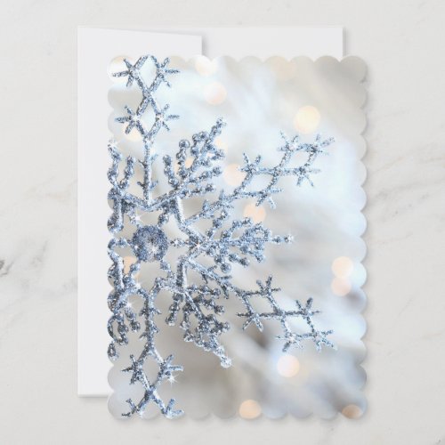 Closeup of snowflake holiday card