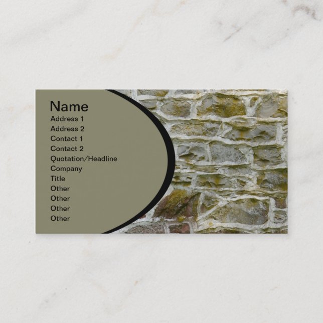 closeup of stone wall and mortar business card (Front)