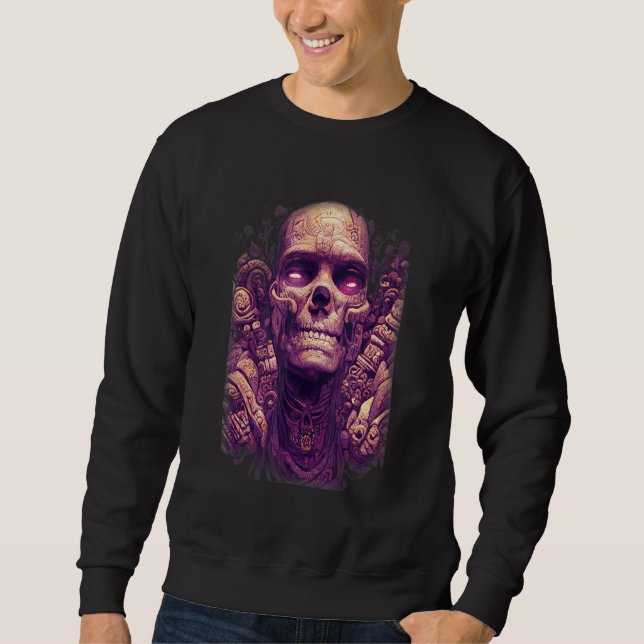 Closeup Of The Skull Death King Aztecs As A God La Sweatshirt (Front)