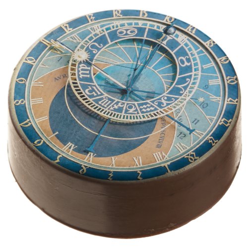 Closeup on Prague Astronomical Clock Czech R Chocolate Covered Oreo