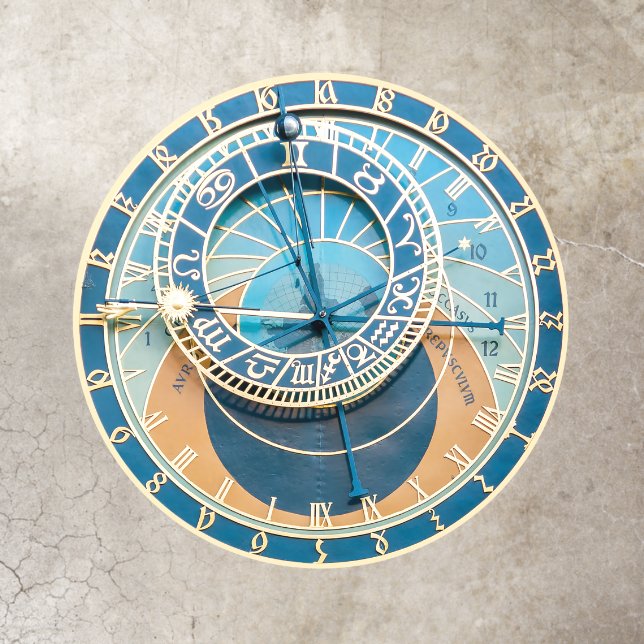 Closeup on Prague Astronomical Clock, Czech R. Floor Decals (Insitu)
