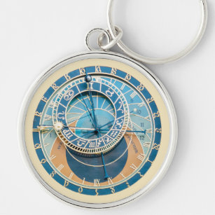 Closeup on Prague Astronomical Clock, Czech R. Keychain