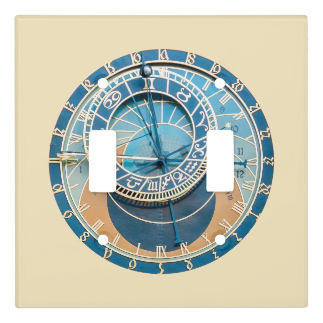 Closeup on Prague Astronomical Clock, Czech R. Light Switch Cover (Front)