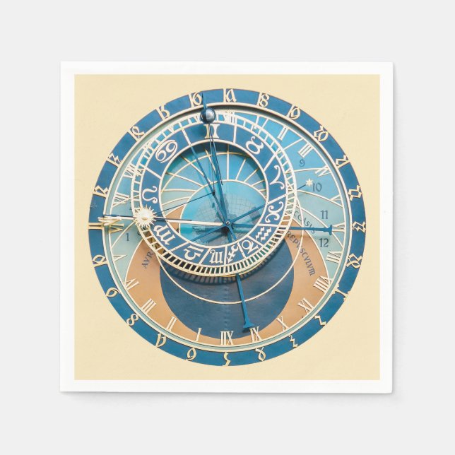 Closeup on Prague Astronomical Clock, Czech R. Napkins (Front)