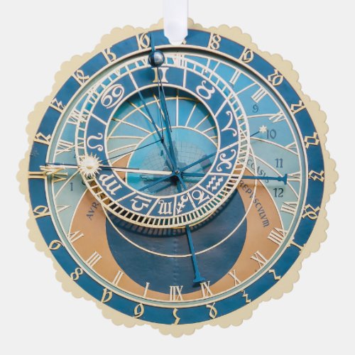 Closeup on Prague Astronomical Clock Czech R Ornament Card