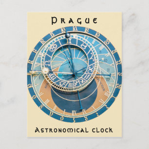 Closeup on Prague Astronomical Clock, Czech R. Postcard