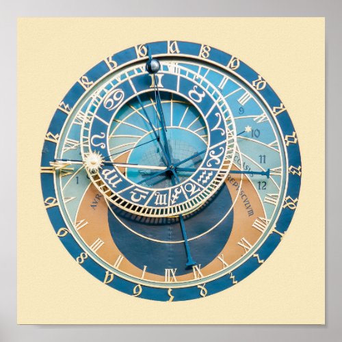 Closeup on Prague Astronomical Clock Czech R Poster