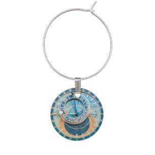 Closeup on Prague Astronomical Clock, Czech R. Wine Charm