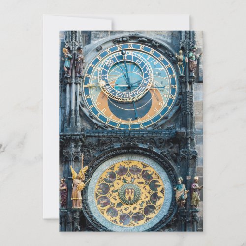 Closeup on Prague Astronomical Clock Invitation
