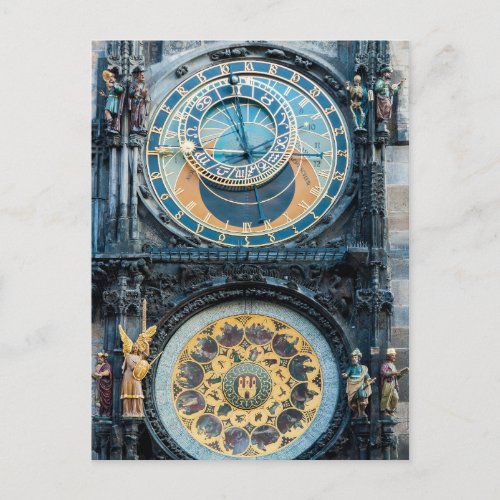 Closeup on Prague Astronomical Clock Postcard