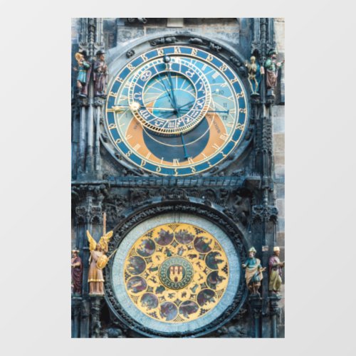 Closeup on Prague Astronomical Clock Window Cling