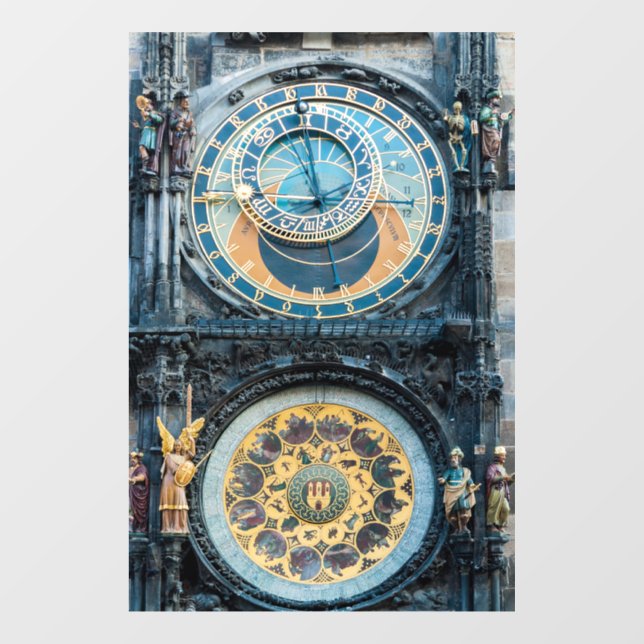 Closeup on Prague Astronomical Clock Window Cling (Sheet)