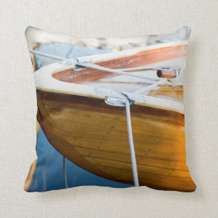 Closeup On Tied Up Boat Throw Pillow