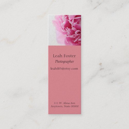 Closeup peony bookmark mini business card