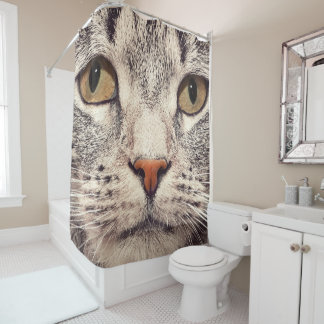 Closeup Pet Cat Face Shower Curtain