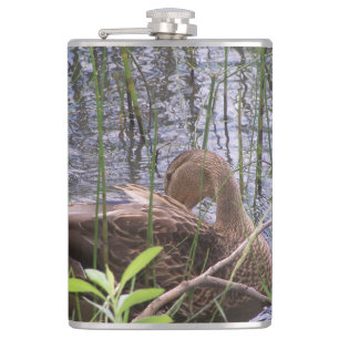 Closeup photo of a duck flask