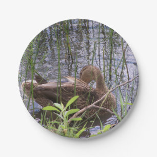 Closeup photo of a duck paper plates