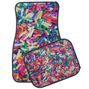 Closeup photo of assorted-color decor car floor mat