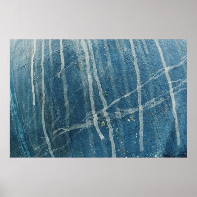 Closeup photo of blue wall paint poster (Front)