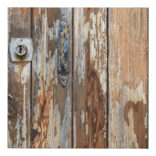 Closeup photo of brown wooden board faux canvas print