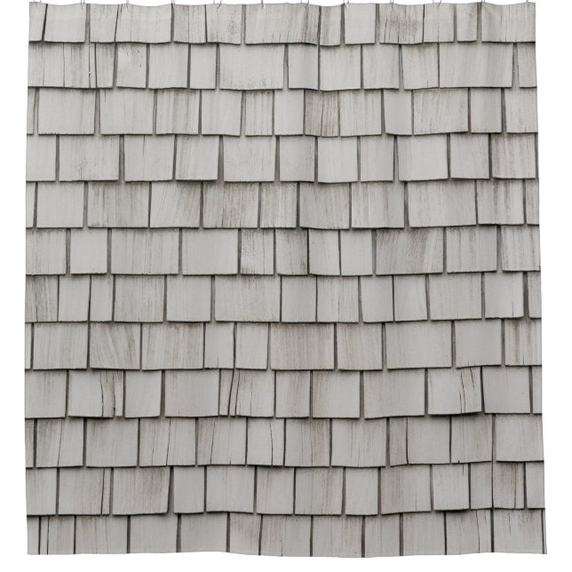 Closeup photo of gray roof shingles shower curtain (Front)