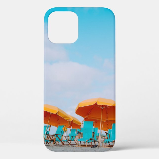 Closeup photo of lounger chairs and beach umbrella Case-Mate iPhone case (Back)