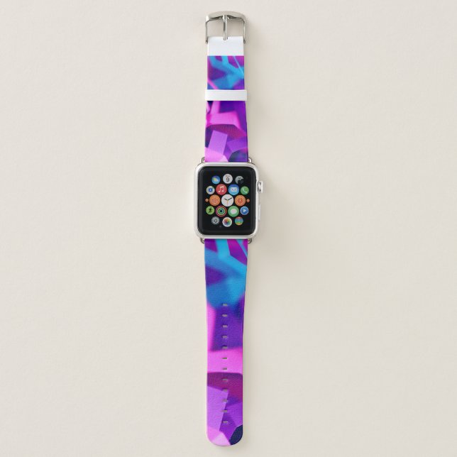 Closeup photo of purple and pink decors apple watch band (Front)