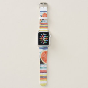Closeup photo of slice watermelon fruits on cloth apple watch band