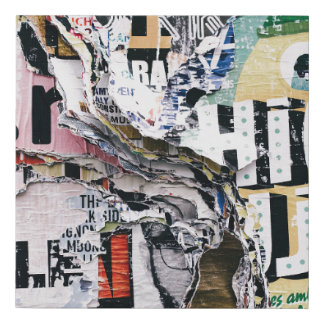 Closeup photo of torn papers faux canvas print