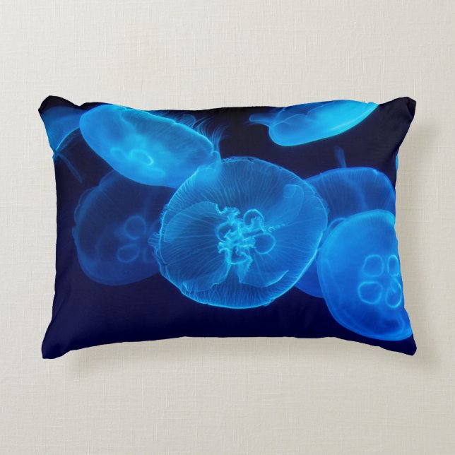 CLOSEUP PHOTOGRAPHY OF SWARM OF JELLYFISH ACCENT PILLOW (Front)