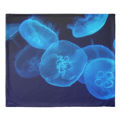 CLOSEUP PHOTOGRAPHY OF SWARM OF JELLYFISH DUVET COVER