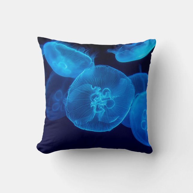 CLOSEUP PHOTOGRAPHY OF SWARM OF JELLYFISH THROW PILLOW (Front)