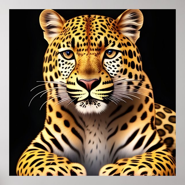 Closeup Portrait of a Majestic Leopard Poster (Front)