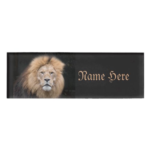 Closeup Portrait of a Male Lion Name Tag