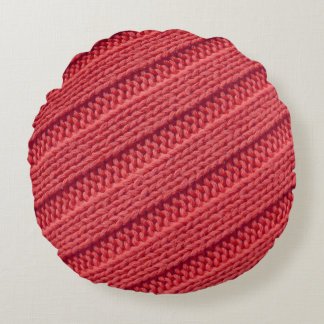Closeup stripy crochet texture. round pillow