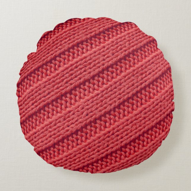 Closeup stripy crochet texture. round pillow (Front)