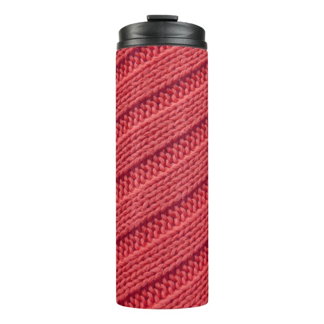 Closeup stripy crochet texture. thermal tumbler (Front)