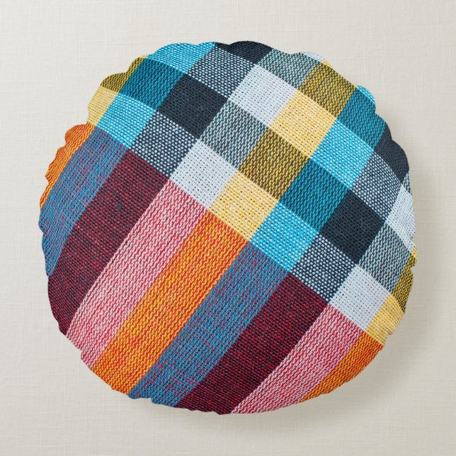 Closeup texture of Fabric, Thai style loincloth Round Pillow (Front)
