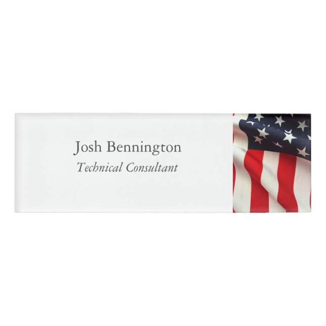 Closeup USA flag Name Tag (Front)