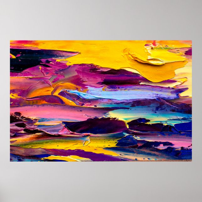 Closeup view of an palette knife oil painting. Abs Poster (Front)