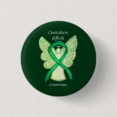 C Diff Awareness Green Ribbon Angel Custom Pin | Zazzle