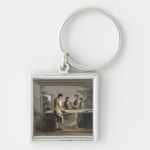 Cloth Dressers, from `Costume of Yorkshire' engrav Keychain